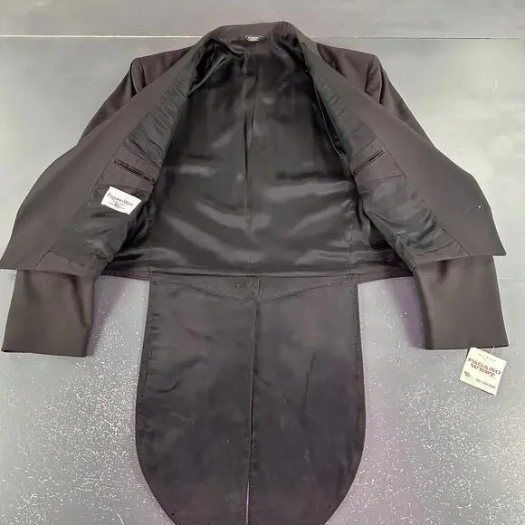 VTG Pagano West Blazer Men 48 L Black Tuxedo Tails Bolero Cropped Smiles NWT USA - Picture 4 of 9